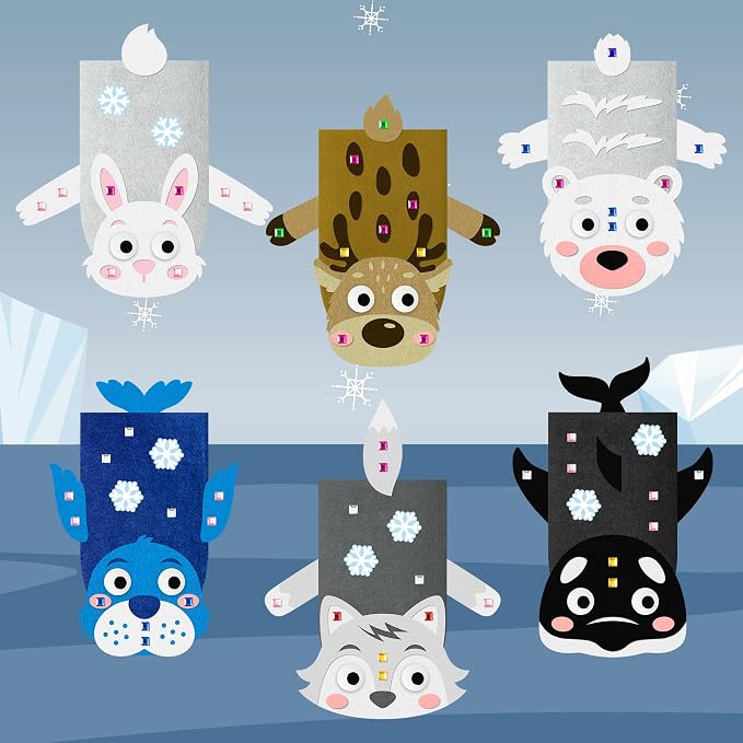 WATINC 6Pcs Hand Puppet Making Kit, Art Craft Felt Sock Puppet Toys, Creative - Image 4