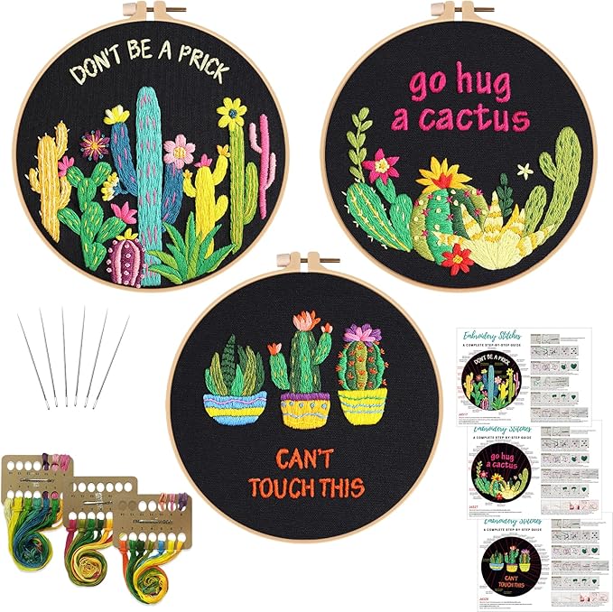 Louise Maelys Funny Cactus Embroidery Kits by LouiseMaelys