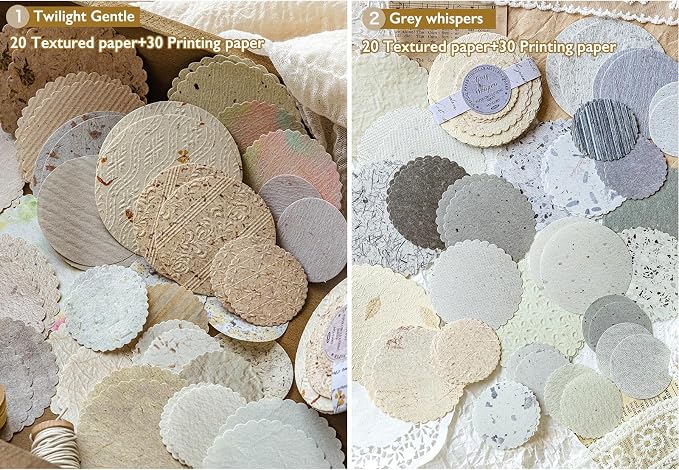 300Pcs Scrapbook Supplies Kit, Round Edge Colorful Textured Embossed Rice - Image 2