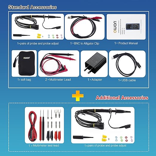HDS242 Oscilloscope, 40MHz Bandwidth 2CH Handheld Oscilloscope Multiumeter 2 in 1 Digital Oscillograph for Electronic Measurement, Circuit Design or Test