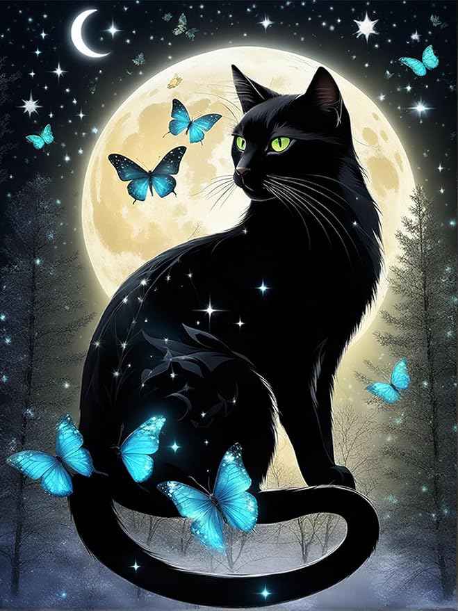 Meothan 5D Black Cat Diamond Art Kits by MeothanDiamondPainting