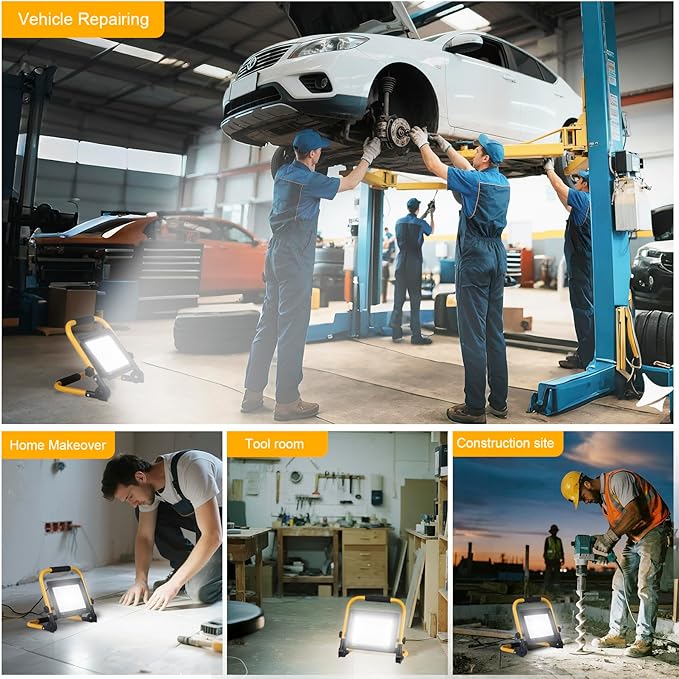 50W 5600LM LED Work Light with 16.5FT Cord, IP66 Waterproof, Portable Flood Light for Construction, Workshop, Garage, and Outdoor Use
