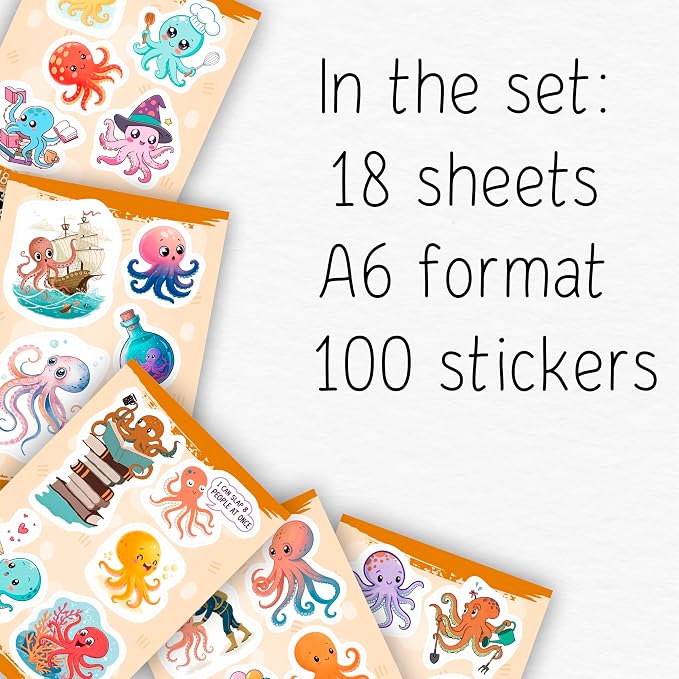 100Pcs Octopus Stickers and Decals Waterproof - Image 2