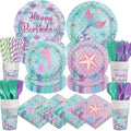450 Pcs Mermaid Birthday Party Tableware Set Decorations Mermaids Paper Plates by Unknown