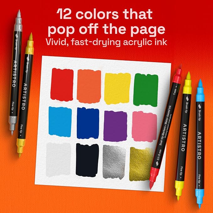 ARTISTRO 12 Acrylic Paint Markers - Image 2