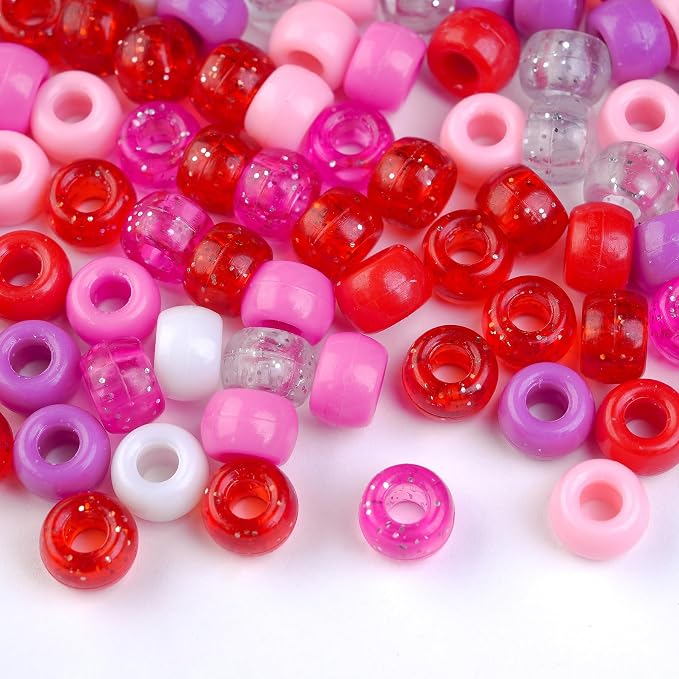 1000PCS 6x9mm Valentine's Day Red Theme Pony Beads Bulk, Kandi Beads - Image 6