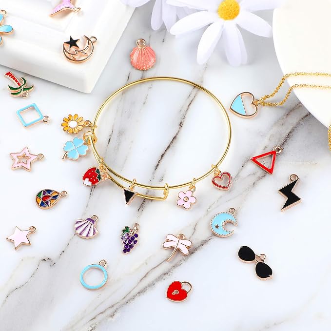 SANNIX 170Pcs Jewelry Making Charms Assorted Gold Plated Enamel Necklace - Image 3