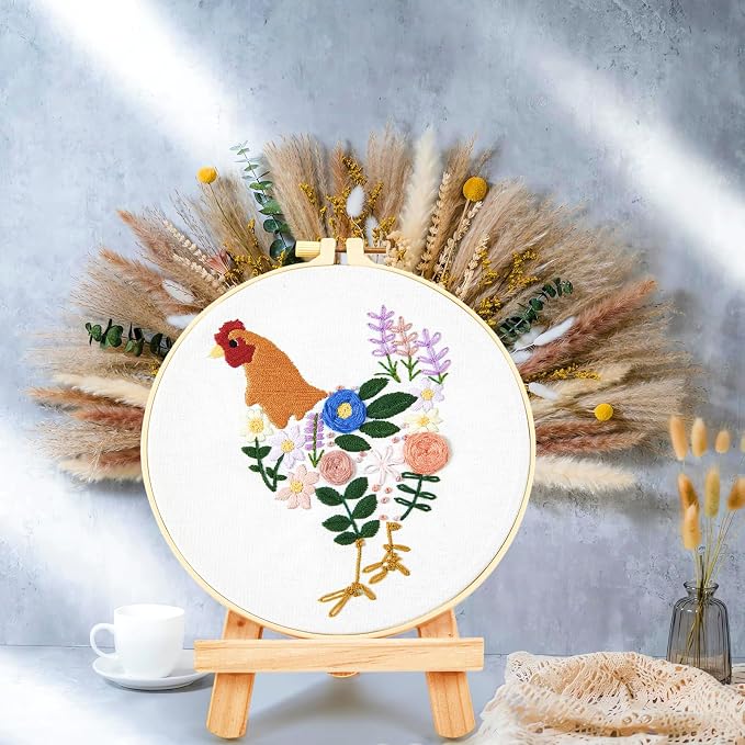 Crafmanoe Hand Embroidery Kits for Beginners Adults, Floral Stamped Cross - Image 6