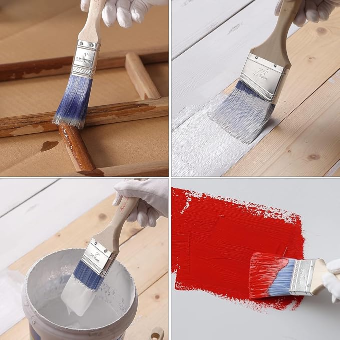 Bates- Paint Brushes, 12 Pack Angle Brushes, Treated Wood Handle | Wall Paint - Image 6