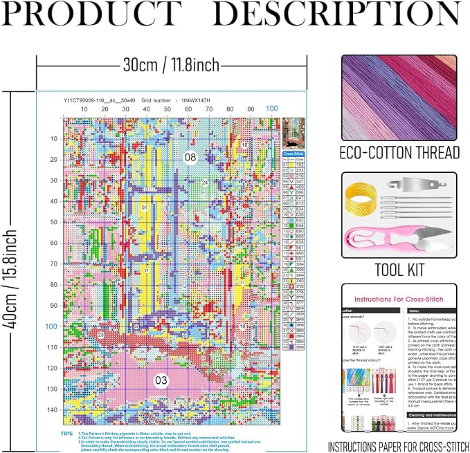 RLTXBUK Cat Cross Stitch Kits, Book Lovers Reader Gifts - Image 2