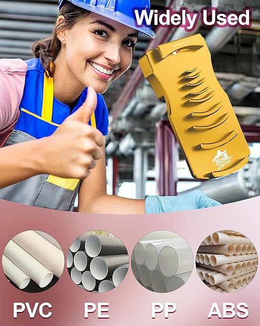9-in-1 PVC Pipe Deburring Tool, Adjustable Chamfers PVC Chamfer Tool for 9 Sizes: 0.5 Inch to 4 Inch Plastic Pipes, Professional Effective PVC Pipe Reamer for SCH40 PVC, CPVC Pipes (Gold)