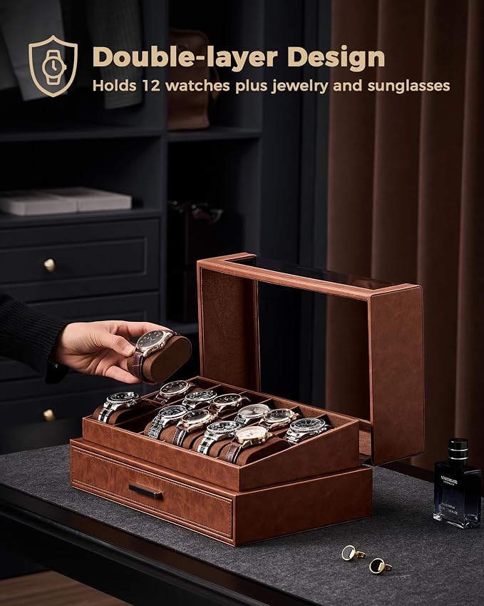 ProCase Watch Box for Men, 12 Slots Watch Display Holder - Image 3