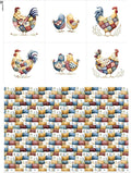 Farmhouse Chicken Patchwork Cotton Fabric Panel – 6 Designs + Bonus Patchwork by FabricsTown