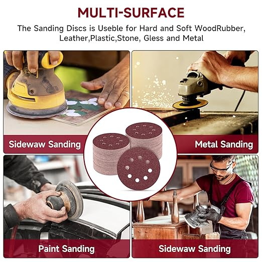 100 PCS 5 Inch Sanding Discs 1500 Grit, Round Hook and Loop Sandpaper for Random Orbital Sander