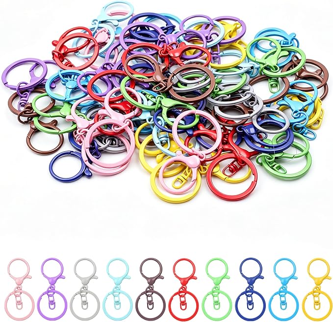 50pcs Lobster Claw Clasps 10 Colors, Metal Keychain Rings by Unknown