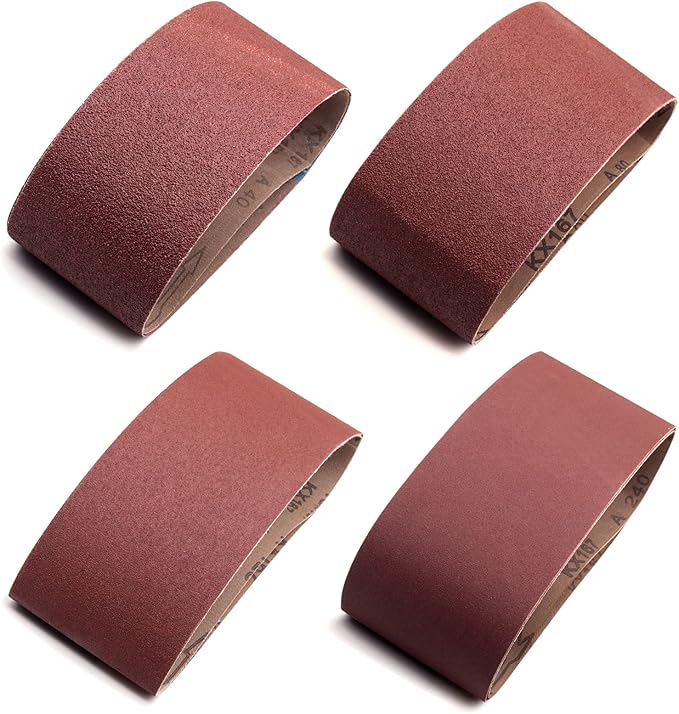 24 Pcs 4 x 21-Inch Sanding Belts for Belt Sander 4x21,6 Each of 40 80 120 240 Grits Aluminum Oxide Sandpaper, 24 Pack