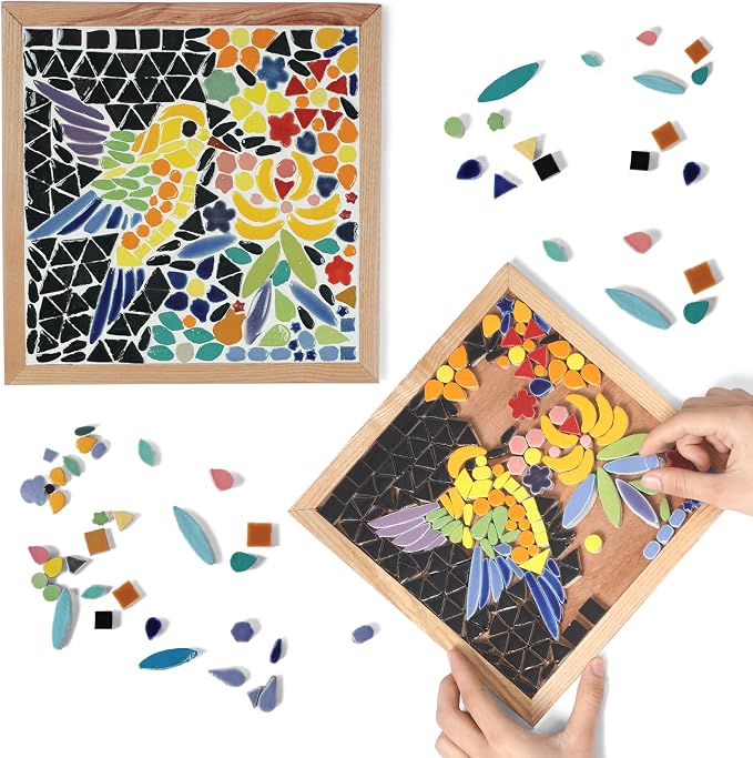 E2CTiles Hummingbird Ceramic Mosaic Art Kit, DIY Craft Set, Beginner Friendly by E2CTiles-EasyMosaicKit