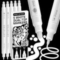 ARTISTRO 5 White Dual-Tip Acrylic Paint Markers – Paint Pens Set by ARTISTRO