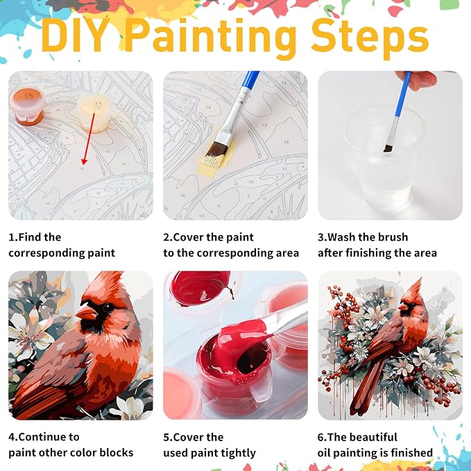Cardinal Paint by Numbers for Adult, Cardinal Paint by Numbers Kit for Adults - Image 9