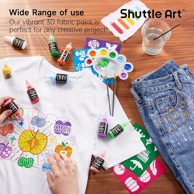 Shuttle Art Fabric Paint Set, 45 Colors 3D Permanent Paint - Image 4