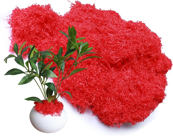 Red 5.3oz Fake Moss Artificial Floral MossFaux Plant by Forlaoers