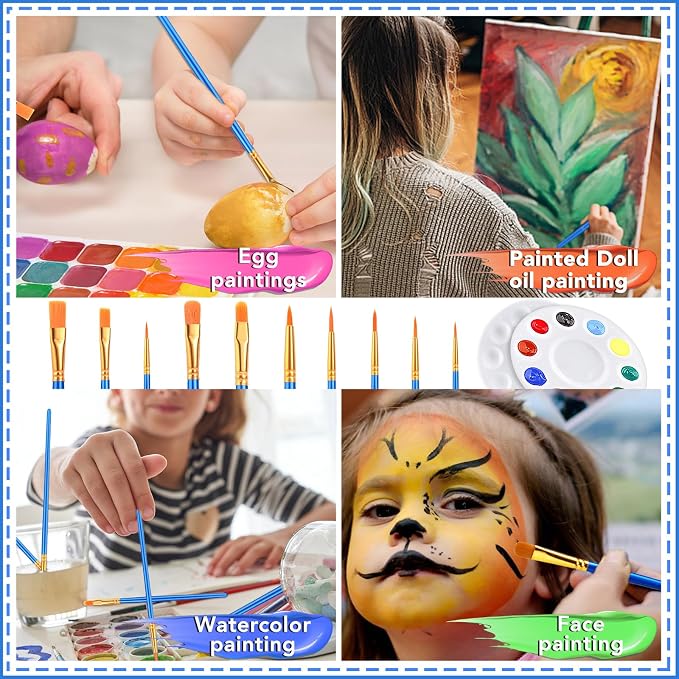 AROIC Paint Brushes Palette Set, 24 Pack/240Pcs Acrylic Paint Brushes and 24 - Image 7
