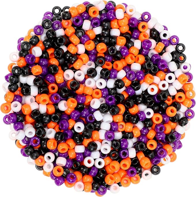 UPINS 1200Pcs Halloween Pony Beads Orange Purple Black White Pony Beads DIY by UPINS