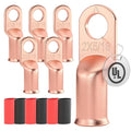 AIRIC UL Listed 2 AWG - 5/16" Battery Cable Lugs, Heat Shrink Ring Terminals End, Copper Cable Ends, Wiring Connector Terminal, Electrical Crimp Connectors, Wire Lug for 2 Gauge Wires, 6 PCS