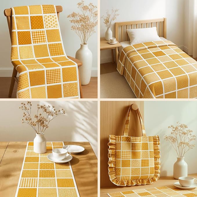 Cotton Satin Patchwork Fabric Panel – 35 Designs, 20×20 cm Squares, Single - Image 9