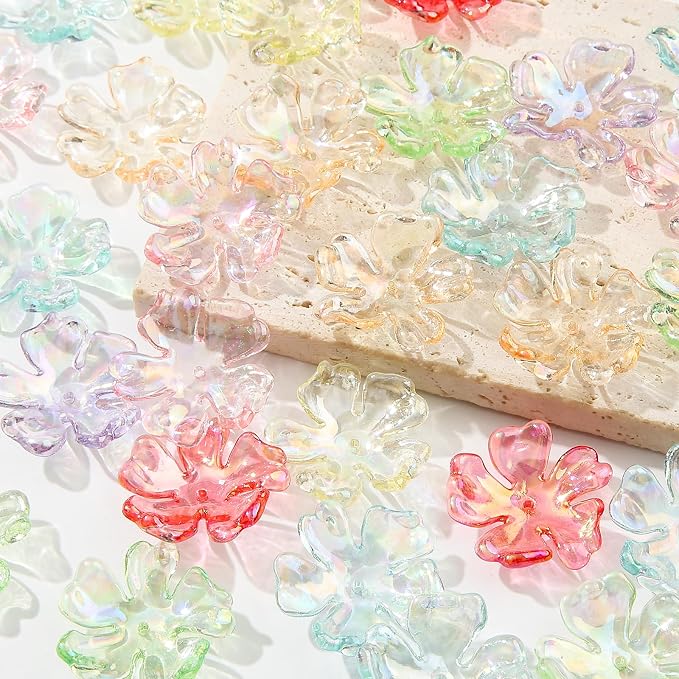 40pcs Flower Shape Beads Transparent Electroplate Flower Bead Color Lily Beads - Image 7