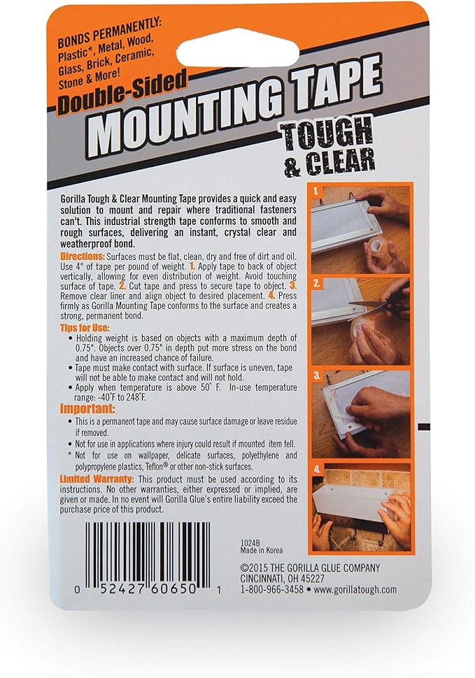 Gorilla Tough & Clear Double Sided Mounting Tape - Image 2