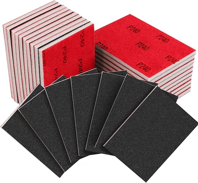 20PCS 3 x 4 Inch 240 Grit Sanding Sponge, Ultra Fine Sanding Sponges Pads, Soft Foam Hand Sanding Block Dry Wet Sandpaper Blocks for Model Drywall Metal Wood Furniture Polishing