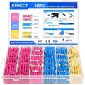 Kuject 600PCS Heat Shrink Wire Connectors, 22-10 AWG Electrical Insulated Male Female Wire Spade Terminals, Quick Disconnect Waterproof Crimp Butt Terminals for Automotive Marine Boat Truck
