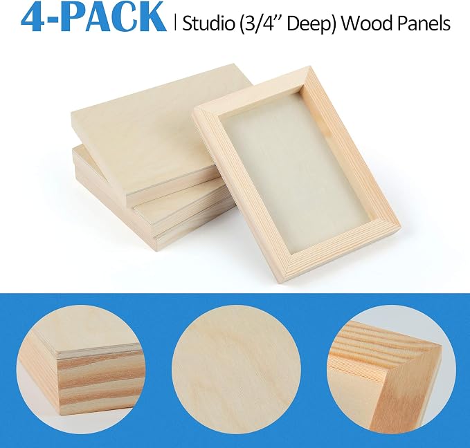 Falling in Art 4 Pack 5x7’’ Unfinished Birch Wood Panels Kit - Image 5