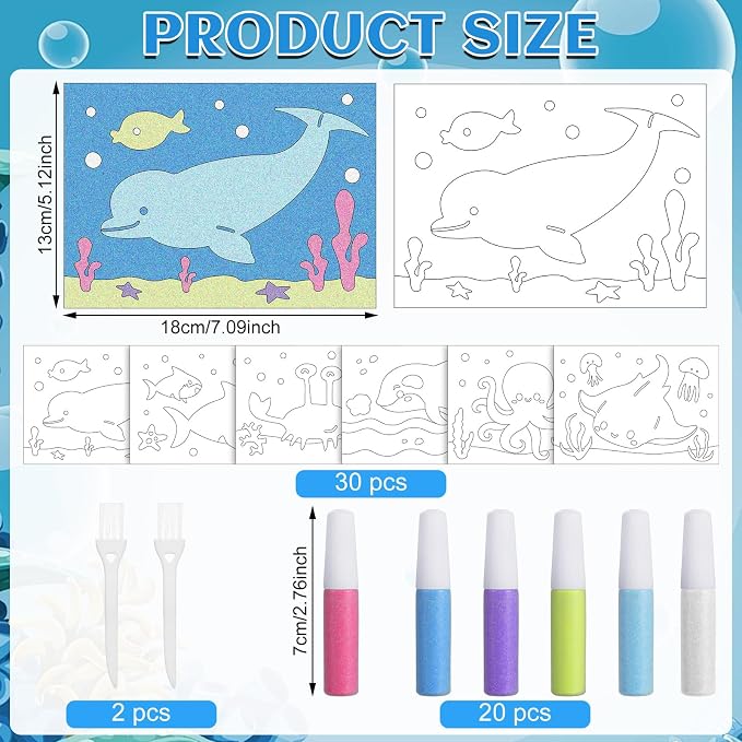 VercanMonth 30 Sets Ocean Animal Sand Art Kits - Image 2
