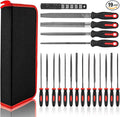 NORTOOLS 19 PCS Metal File Set, T12 Metal Files for Steel,Flat/Round/Triangle/Half-Round Hand Set with Needle File & Steel Brush for Metals, Metalworking & Woodworking