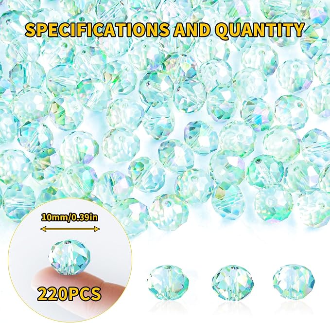 220Pcs 10mm Crystal Glass Beads - Image 2