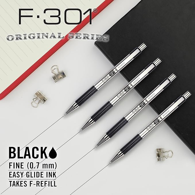 Zebra Pen F-301 Ballpoint Black Ink Fine Point 0.7mm Stainless Steel - Image 3