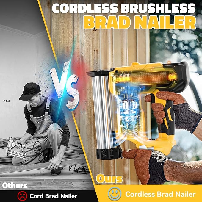 Ecarke Cordless Power Brad Nailers Compatible with Dewalt 20V Battery, 18GA 2/5" to 1-1/4 Inch, 2 in 1 Brad Nail Gun, Battery Powered Nailers,Brushless Electric Nailer Gun, 2 Mode for Home Improvement