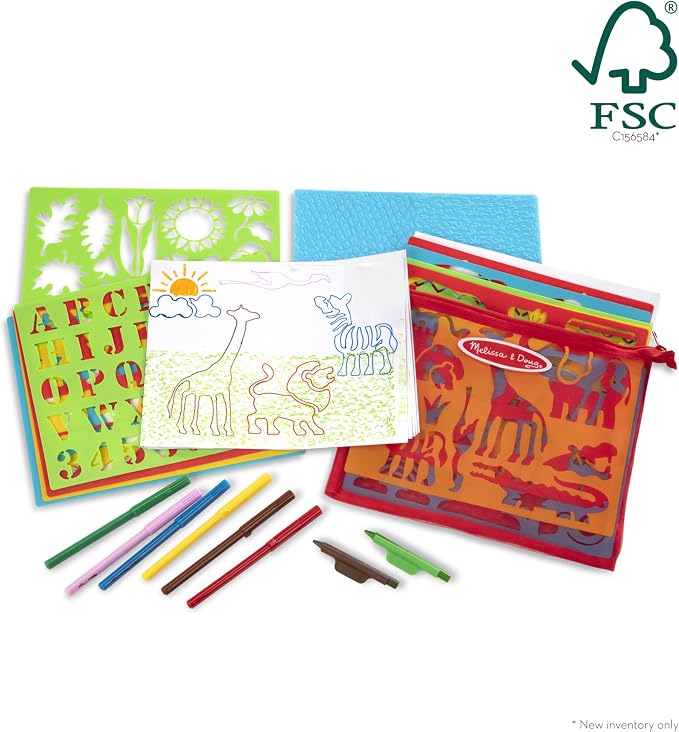 Melissa & Doug Created by Me! Stencil Art Coloring Activity Kit in Storage Pouch - Image 6