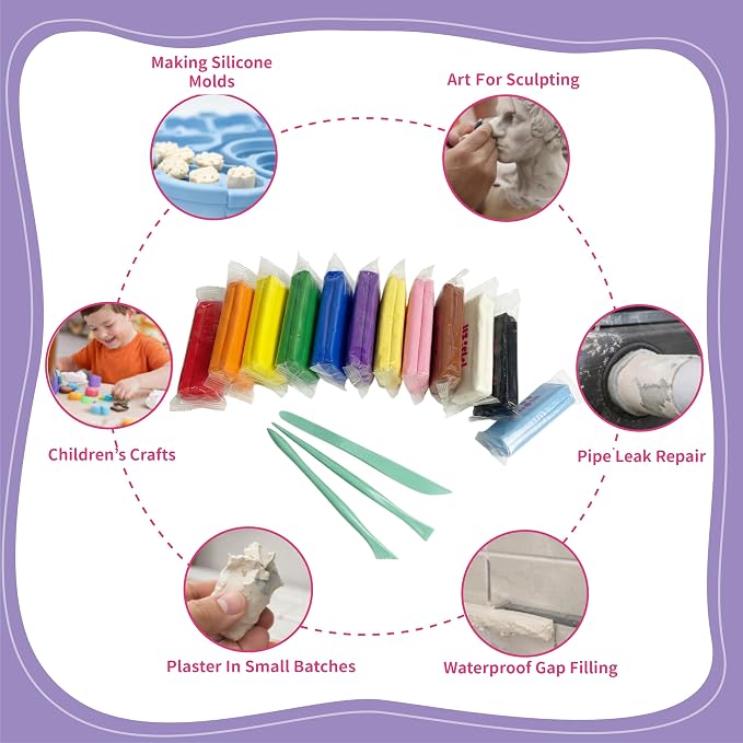 White Plasticine Oil Based Modeling Clay, Non Hardening & Reusable, Sulfur Free - Image 3