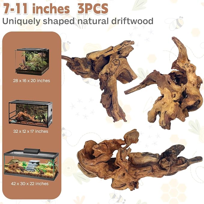 PINVNBY Natural Driftwood for Aquarium Decor Fish Tank Decorations Reptile - Image 2