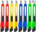 8 Pack Utility Knife Box Cutters (9mm Wide Blade Cutter 4 Colors) Box Cutter Retractable, Compact Utility Knives, Extended Use for Office, Craft, Razor Knife, Paper Knife, Disposable Box Opener