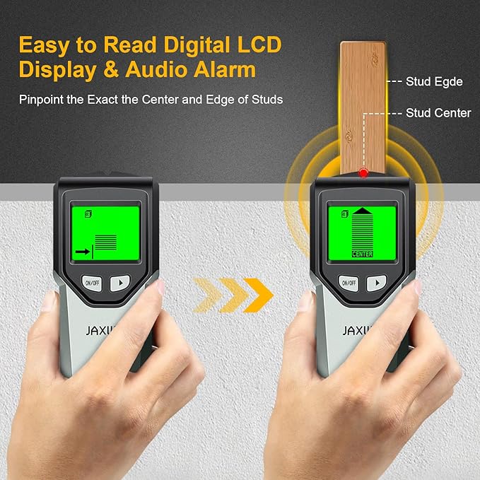 Stud Finder Wall Scanner - 5 in 1 Stud Finder Tool w/Microprocessor Chip and HD LCD Display, Stud Detector Beam Finders for Center & Edge of Wood AC Wire Metal Studs Joist Pipe