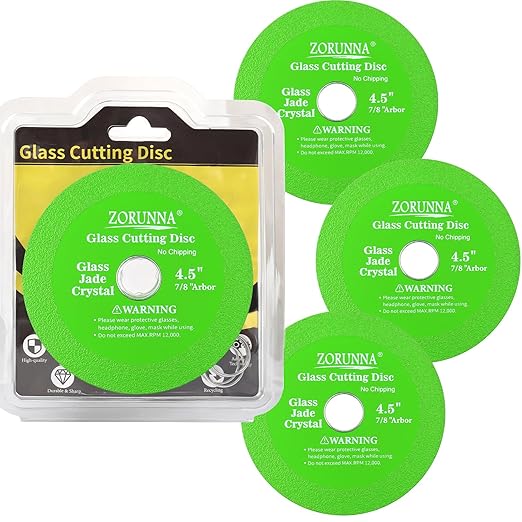 Glass Cutting Disc for 4-1/2" Angle Grinder, 3 Pack Glass Cutter Blade, Green Diamond Cutting Blade Disc 7/8" (Model 115/125) for Grinding Ceramic, Tile, Wine Bottles, Jade, Crystal.