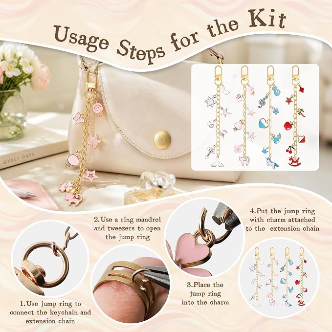 SUTROMA 423Pcs Lip Gloss Charms Keychain Kit - Image 3