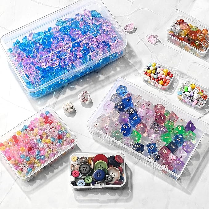 28 Pack Mixed Sizes Rectangular Mini Plastic Containers Clear Plastic Storage - Image 5