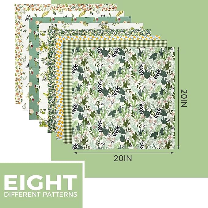 Aubliss 8pcs Fat Quarter Fabric Bundles 20'' x 20'' Cotton Craft Fabric Pre-Cut - Image 3