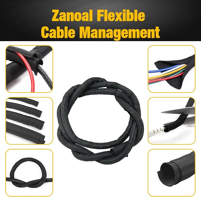 118 Inch Braided Wire Loom Cable Management, Self-Wrap Cord Protectors from - Image 4