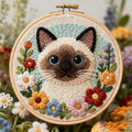 DIY Punch Needle Kits Siamese Cat in Flowers Easy by Unknown